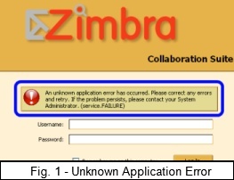 Zimbra: A network service error has occurred - VIONBLOG