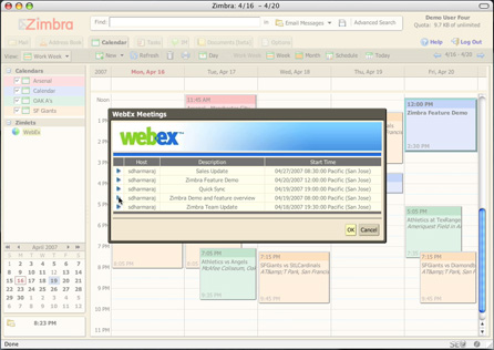 Play WebEx Zimlet Screencast