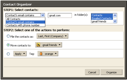 organize contacts onsip