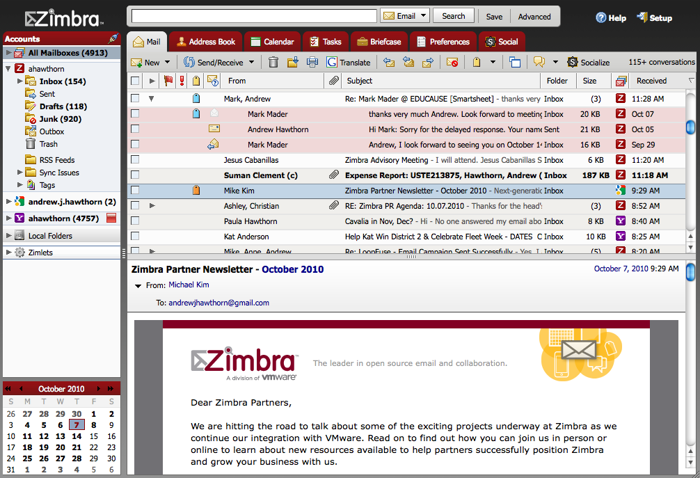 vmware zimbra email client